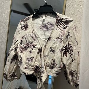 Banana republic linen wrap crop top